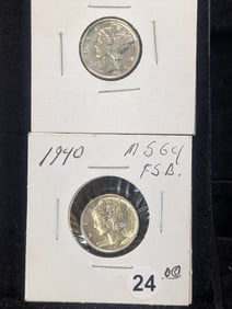 (2 Coins) 1940 P and 1941 P Mercury Dimes  NICE COINS