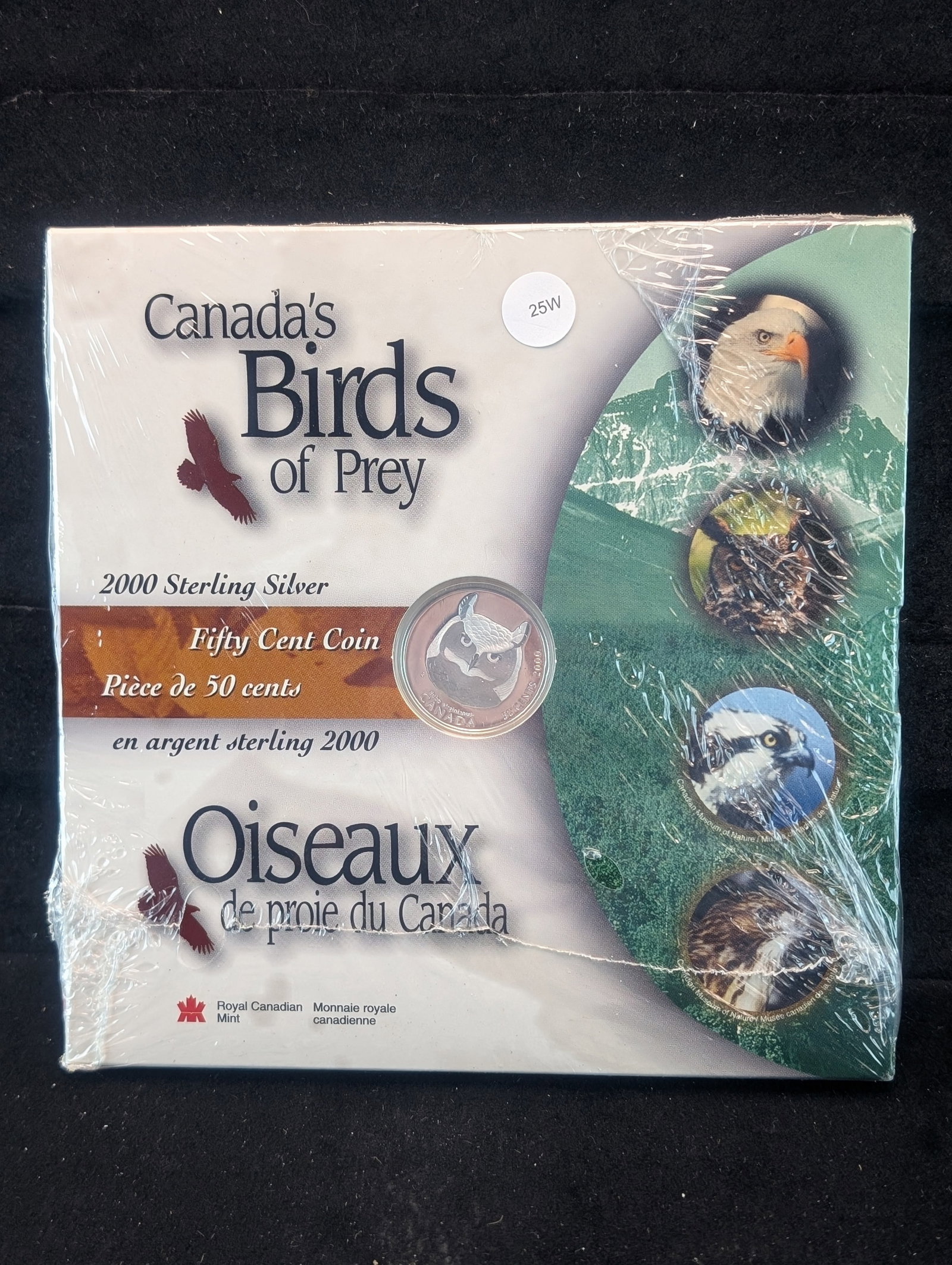 2000 Canadian Birds Of Prey "Owl" Sterling Silver 50 Cent Coin. New Unopened Box (1 of 3)