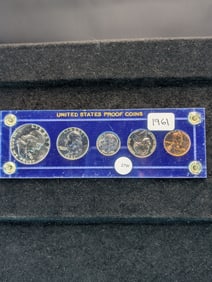 1961 Five Coin Proof Set - U.S. Mint In OGP 3 Coins 90% Silver