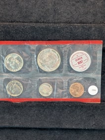 1964 Five Coin UNC Set Denver Only - U.S. Mint In OGP 3 Coins 90% Silver