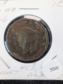 1819 Small Date U.S. Large One Cent - Rim Damaged