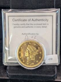 REPLICA 1849 Gold Liberty Dollar With COA