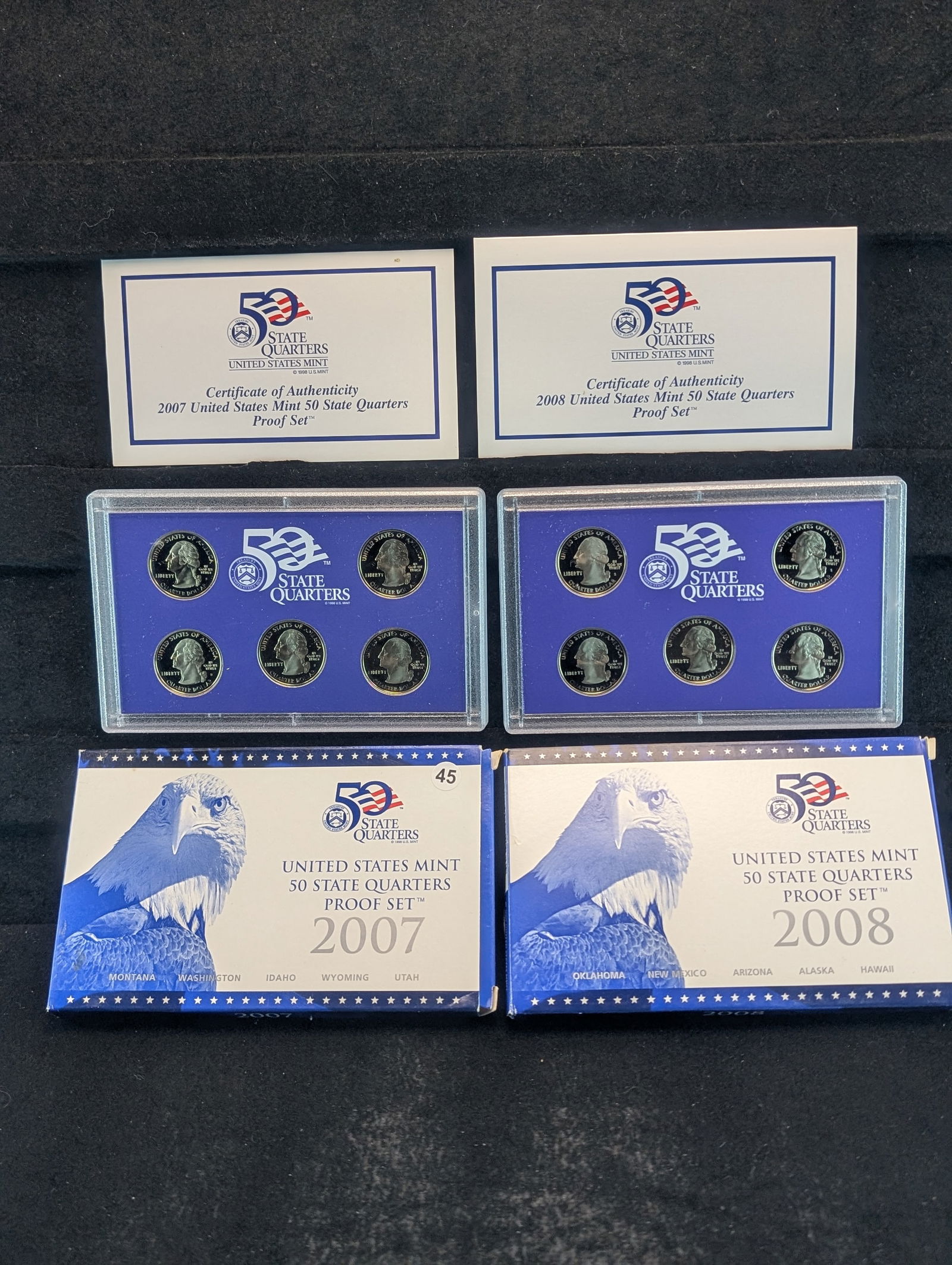 (2 Sets) 2007-S and 2008-S United States Mint State Quarters Proof Sets OGP (1 of 4)