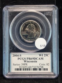2004-S Wisconsin State Quarter PR69DCAM By PCGS