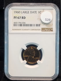 1960 Large Date Lincoln Memorial Cent PF 67 RD By NGC