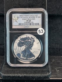 2013 W American Silver Eagle Reverse Proof West Point Eagle Set Early Releases PF 69 by NGC Black