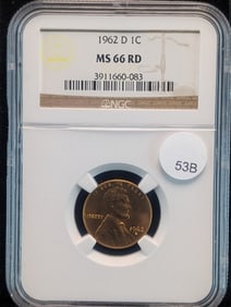 1962-D Lincoln Memorial Cent MS 66 RD By NGC