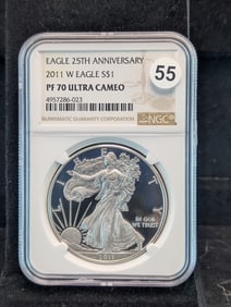 2011 W American Silver Eagle 25th Anniversary PF 70 Ultra Cameo by NGC