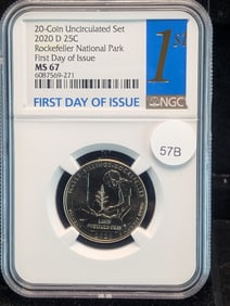 2020-D Rockefeller National Park Quarter First Day Of Issue MS 67 By NGC