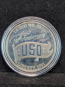 1991-S U.S. One Dollar 50th Anniversary USO Silver Coin