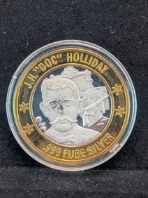 J. H. Doc Holliday .999 Pure Silver Center Token - Limited Edition Lawmen Series