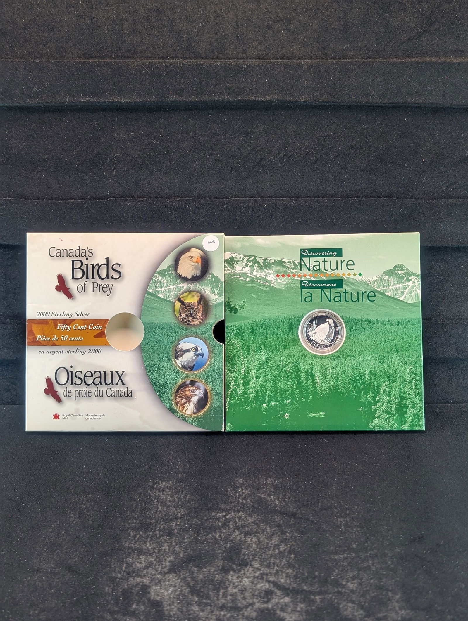 2000 Canadian Birds Of Prey "Eagle Facing Left" Sterling Silver 50 Cent Coin. New Unopened Box (1 of 4)