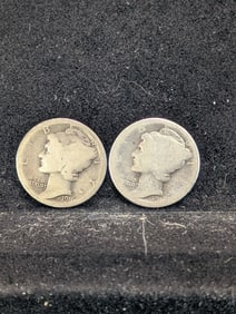 (2 Coins) 1916 P & S Mercury Dimes