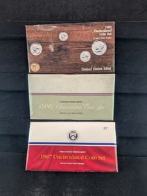 1985 P&D, 1986 P&D and 1987 P&D UNC United States Mint Coin Sets OGP
