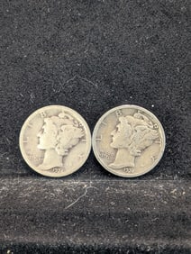 (2) 1924 Mercury Dimes