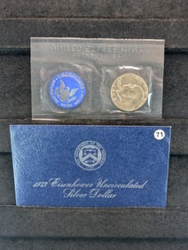 1973 S Eisenhower Uncirculated 40% Silver Dollar Blue Packaging OGP