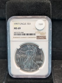 1997 American Silver Eagle Graded By NGC MS 69