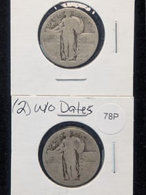 Two Standing Liberty Quarters W/O Dates 90% Silver