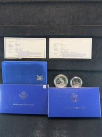 1986 S United States Statue of Liberty Silver Dollar and Half Dollar 2 Coin Set