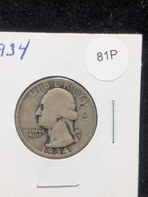 1934 Washington Quarter - Second Year, 90% Silver