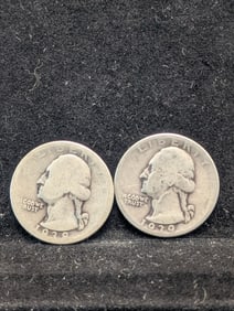 1938 & 1939 Washington Quarters, 90% Silver