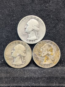 1941 P,D, & S Washington Quarters, 90% Silver