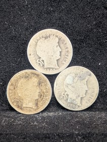 (3 Coins) 1904, 05 & 06 Barber Dimes