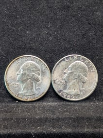 1962 P&D Washington Quarters, 90% Silver