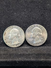 1964 P&D Washington Quarters, 90% Silver