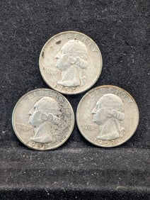 1953 P,D, & S Washington Quarters, 90% Silver