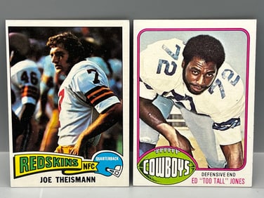 1975 Topps Joe Theismann RC #416 & 1976 Topps Ed "Too Tall" Jones RC #427