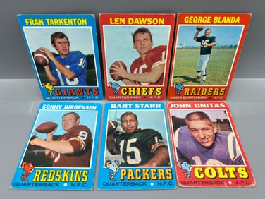 Lot of 6 - 1971 Topps Football HOF QBs