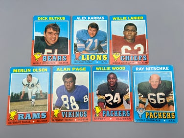 Lot of 7 - 1971 Topps Football HOF Defense