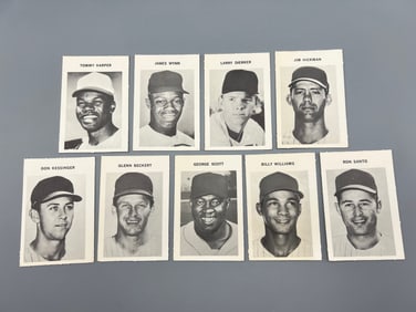 Lot of (9) 1972 Milton Bradley Baseball Cards - Varying Conditions
