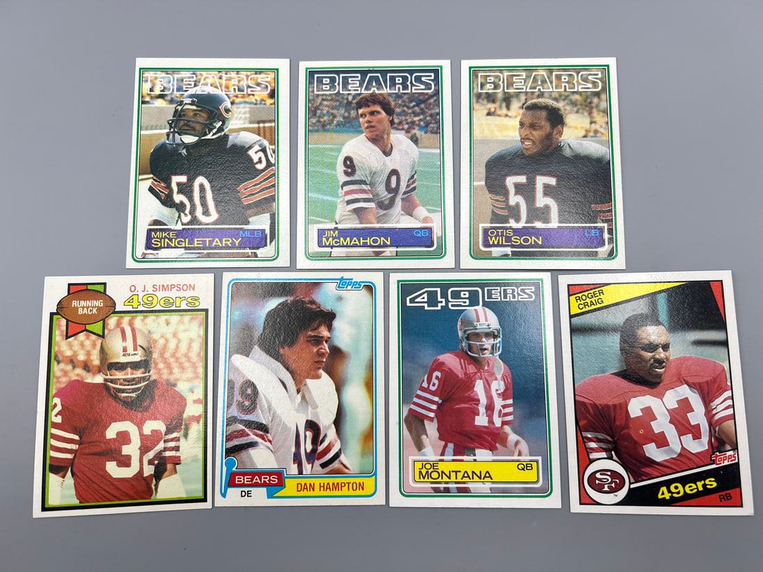 Lot of 7 - 1970's & 80's Chicago Bears and SF 49ers Star Player Cards: Lot of 7 - 1970's & 80's Chicago Bears and SF 49ers Star Player Cards