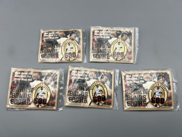 Lot of (5) 2002 San Francisco Giants Barry Bonds 600 Home Run Fleer Insert Pins