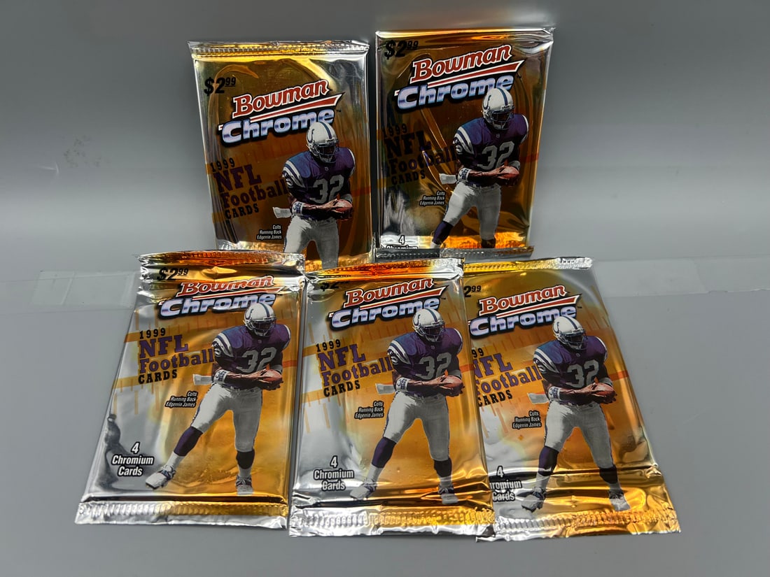 Lot of (5) 1999 Bowman Chrome Football Unopened Packs (1 of 2)
