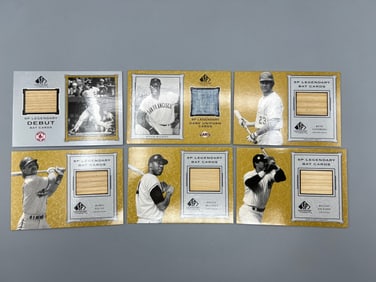 Lot of (6) Assorted Baseball Hall of Fame Game Used Relic Cards - Varying Conditions - Willie