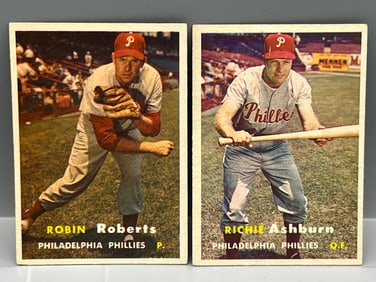 1957 Topps Robin Roberts #15 & Richie Ashburn #70