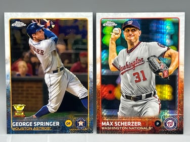 2015 Topps Chrome George Springer #54 & Max Scherzer Xfractor #98