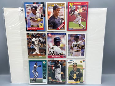 Lot of (9) Assorted Barry Bonds Baseball Cards - Varying Conditions