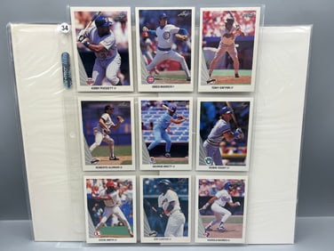 Lot of (9) 1990 Leaf Baseball Star Player Cards - Varying Conditions
