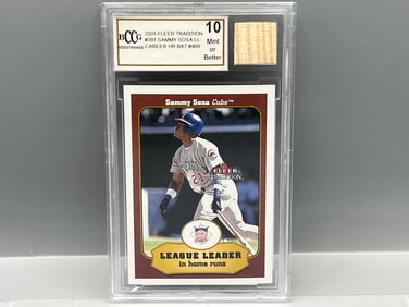2001 Fleer Tradition Sammy Sosa Career HR Bat #391 BCCG Mint or Better 10 W/ Game Used Bat Relic