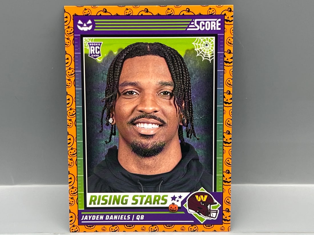 2024 Panini Score A Treat Jayden Daniels Orange Pumpkin Variation RC #26: 2024 Panini Score A Treat Jayden Daniels Orange Pumpkin Variation RC #26