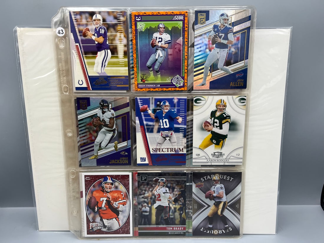 Lot of (36) Assorted Football QB Cards -Tom Brady, Josh Allen, Peyton Manning (1 of 4)