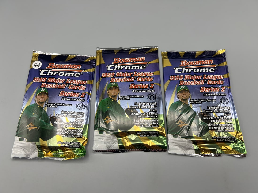 Lot of (3) 1999 Bowman Chrome Baseball Series 2 Unopened Hobby Packs (1 of 2)