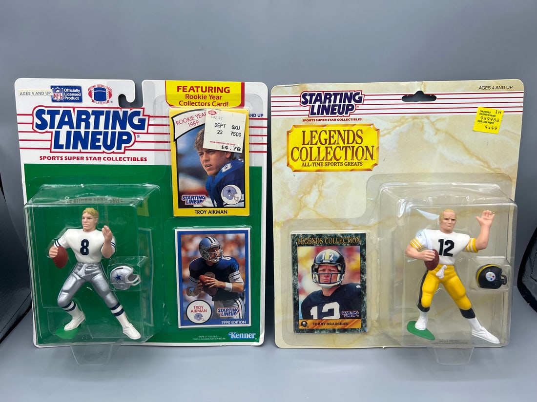1989 Kenner Starting Lineup Terry Bradshaw Legends Collection Figure & 1990 Troy Aikman RC Year (1 of 2)