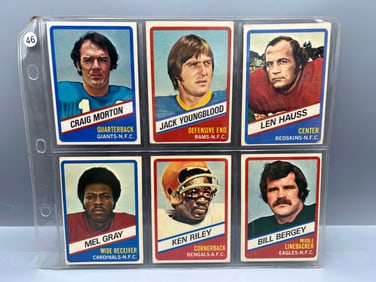 Lot of (6) 1976 Topps Wonder Bread All Star Football Cards - Varying Conditions