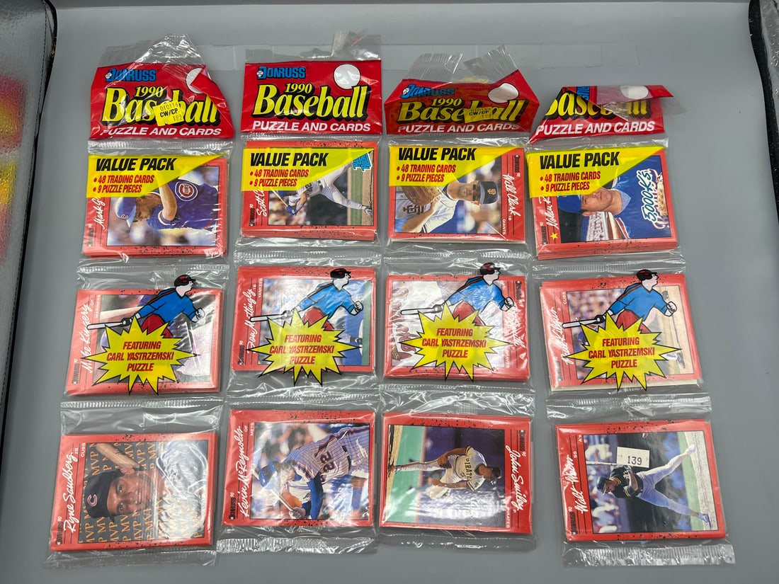 Lot of 4 - 1990 Donruss Baseball Unopened Rack Packs (1 of 2)