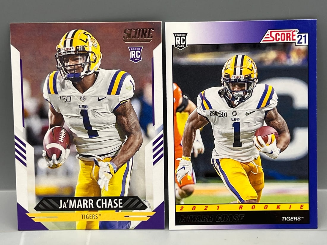 2021 Panini Score Ja'Marr Chase RC #325 & Throwback Rookie Insert #TB5 (1 of 2)